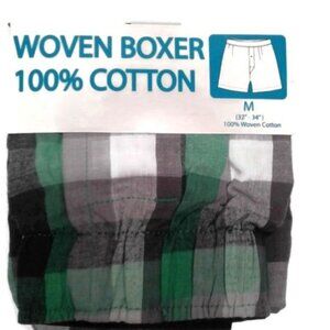 Pico S 28 30 Men's woven boxer shorts plaid Green 100% Cotton Black Gray NEW